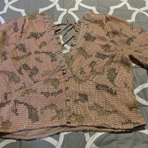 Anthropologie Plus Forever The Girl Sequin Blouse Size XL